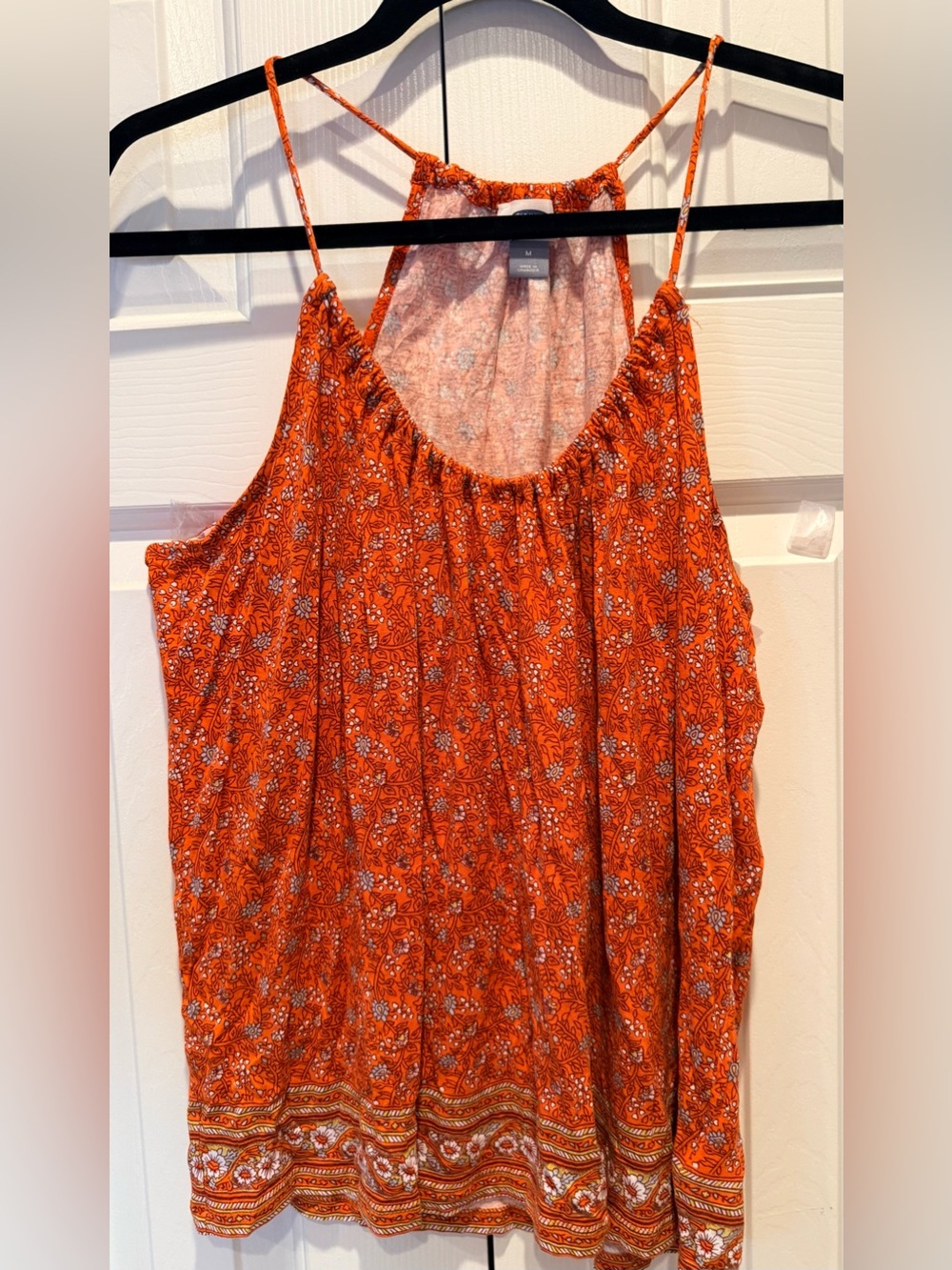 Old Navy Boho  Orange and White Floral Tie-Neck Camisole